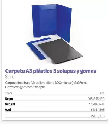 Carpeta A3 Plástico 3 Solapas Y Gomas