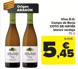 Coto De Hayas - Vino D.O. Campo De Borja Blanco Verdejo