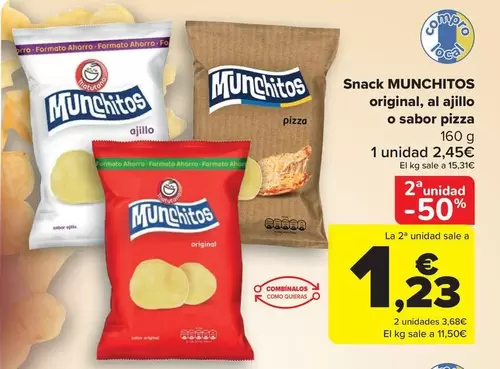 Munchitos - Snack Original, Al Ajillo O Sabor Pizza