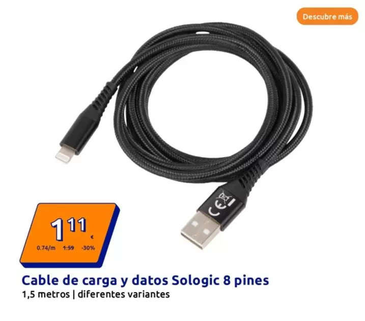 Cable De Carga Y Datos Sologic 8 Pines