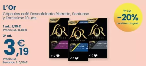 l'or - Cápsulas caffé descafeinato