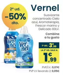 Vernel - Suavizante Concentrado Cielo Azul, Aromaterapia, Frescor Marino Y Delicado