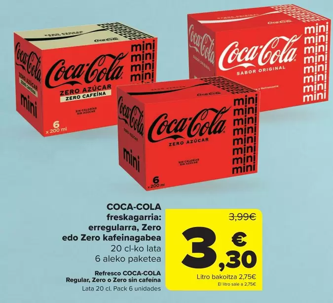 Coca-Cola - Freskagarria: Erregularra, Zero Edo Zero Kafefinagaba