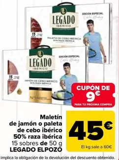 Legado ElPozo - Maletín De Jamón O Paleta De Cebo Ibérico 50% Raza Ibérica