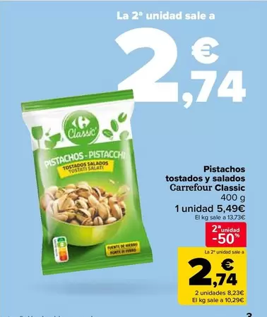 Carrefour Classic - Pistachos Tostados Y Salados  