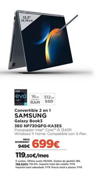 Samsung - Convertible 2 En 1 Galaxy Book3 360 NP730GF-K83ES