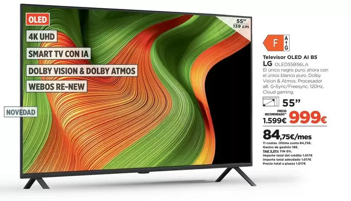 LG - Televisor Oled AI B5 OLED55B56LA