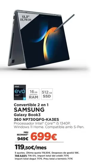 Samsung - Convertible 2 En 1 Galaxy Book3 360 NF730FG-K2ES