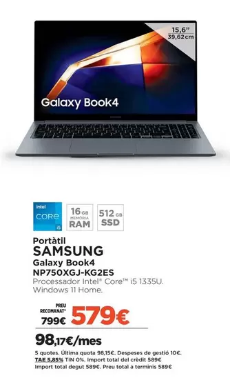 Samsung - Galaxy Book4 NP750XGJ-KG2ES