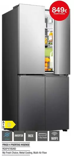 Hisense - Frigo 4 Puertas Ripiene