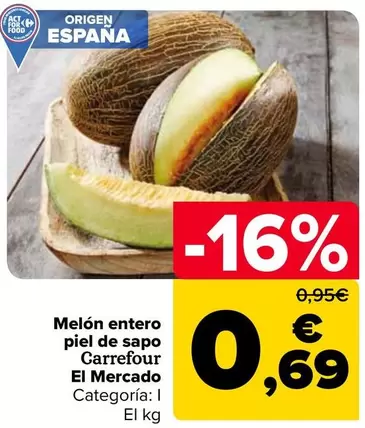 Carrefour El Mercado - Melón Entero  Piel De Sapo