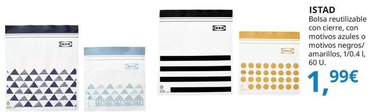 Istad - Bolsa Reutilizable Con Cierre, Con Motivos/negro Amarillo, 1/0.4 L