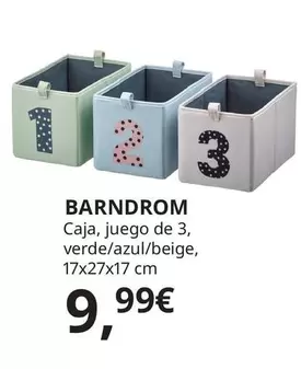Barndrom Caja, Juego De 3, Verde Azul/Beige,