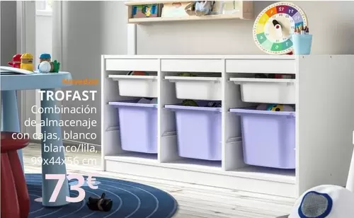 Trofast Combinación De Almacenaje Con Cajas, Blanco Blanco/Lila