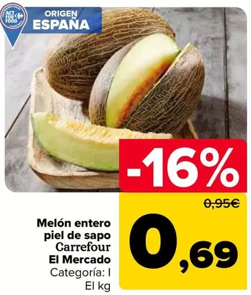 Carrefour El Mercado - Melón Entero  Piel De Sapo