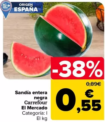 Carrefour El Mercado - Sandía Entera Negra