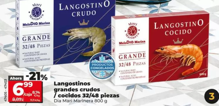 Dia Mari Marinera - Langostinos Grandes Crudos / Cocidos 32/48 Piezas