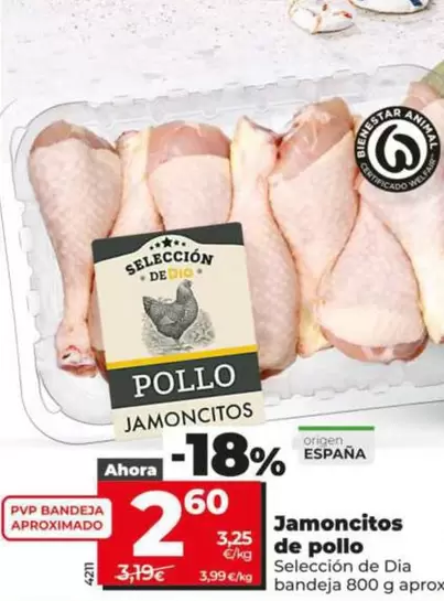 Seleccion De Dia - Jamoncitos De Pollo Bandeja 800 G Aprox.