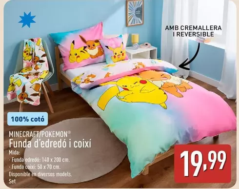 Minecraft - Pokemon/ Funda D'Edredo I Coixi