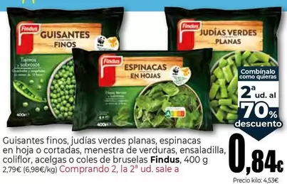 Findus - Guisantes Finos, Judias Verdes Planas, Espinacas En Hoja O Cortadas, Menestra De Verduras, Ensaladilla, Coliflor, Acelgas O Coles De Bruselas