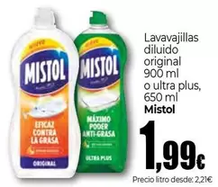 Mistol - Lavavajillas Diluido Original O Ultra Plus