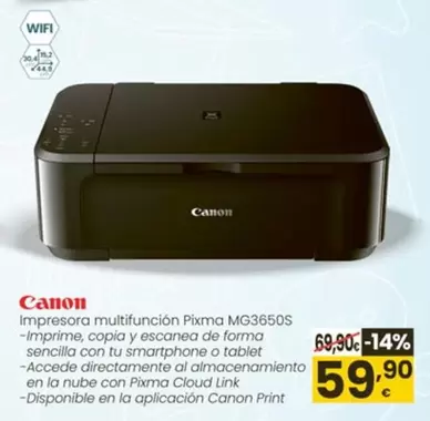 Canon - Impresora Multifunción Pixma MG3650S