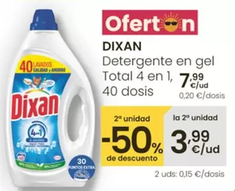 Dixan - Detergente En Gel Total 4 En 1, 40 Dosis