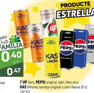 pepsi - 7 Up Zero, Original, Light, Max Zero