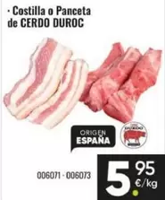 Costilla O Panceta De Cerdo Duroc