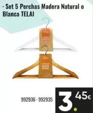 Telai - Set 5 Perchas Madera Natural O Blanca