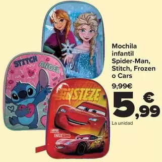 Mochila Infantil Spider-man Stitch Frozen O Cars