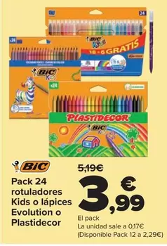 BIC - Pack 24 Rotuladores Kids O Lapices Evolution O Plastidecor
