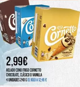 Frigo - Helado Cono  Cornetto Chocolate, Clasico O Vanilla
