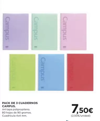 Campus - Pack De 3 Cuadernos