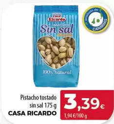Casa Ricardo - Pistacho Tostado Sin Sal