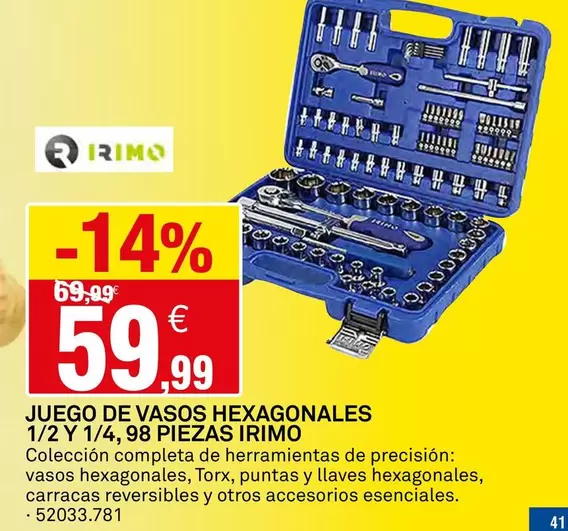 Irimo - Juego De Vasos Hexagonales 1/2 Y 1/4, 98 Piezas