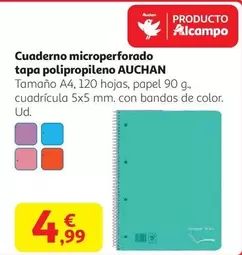 Auchan - Cuaderno microperforado tapa polipropileno