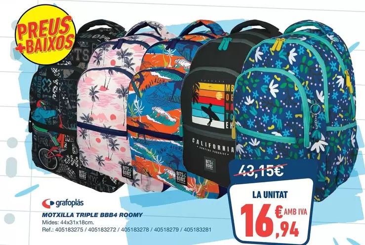 Grafoplas - Motxilla Triple Bbb4 Roomy