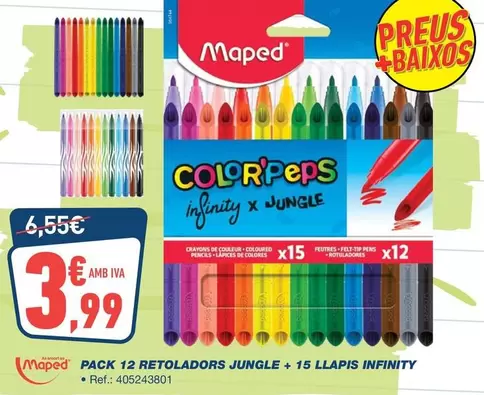 Maped - Pack 12 Retoladors Jungle + 15 Llapis Infinity