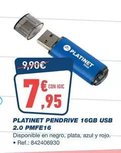 Platinet - Pendrive 16gb Usb 2.0 PMFE16