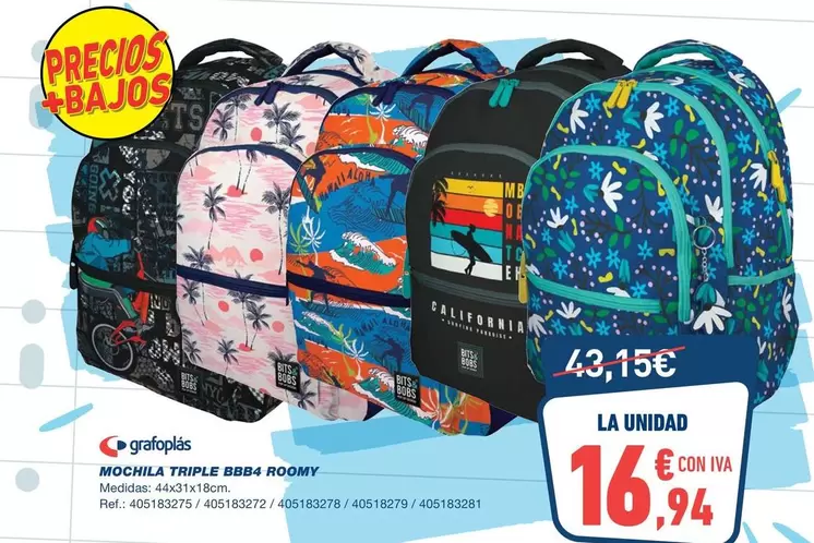 Grafoplas - Mochila Triple Bbb4 Roomy