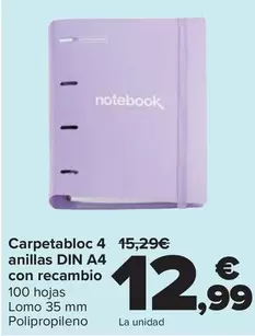 Carpetabloc 4 Anillas Din A4 Con Recambio