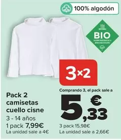 TEX - Pack 2 Camisetas Cuello Cisne