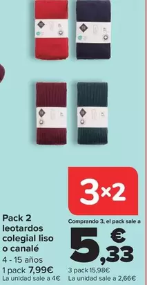 TEX - Pack 2 Leotardos Colegian Liso O Canalé