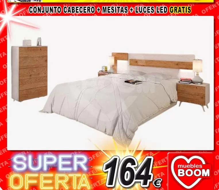 Conjunto Cabecero + Mesitas + Luces Led