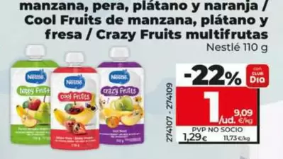 Nestlé - Bolsita Happy Fruits De Manzana, Pera, Plátano Y Naranja/Cool Fruits De Manzana, Plátano Y Fresa/Crazy Fruits Multifrutas
