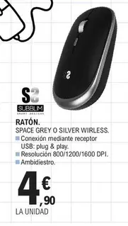 Subblim - Raton Space Grey O Silver Wirless