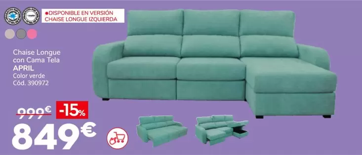 April - Chaise Longue Con Cama Tela