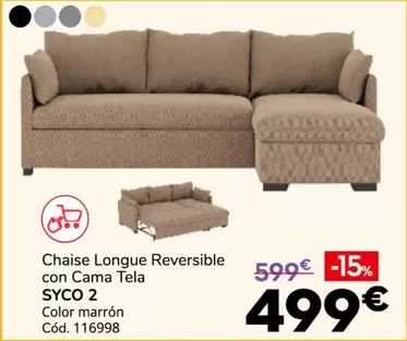 Chaise Longue Reversible Con Cama Tela 2