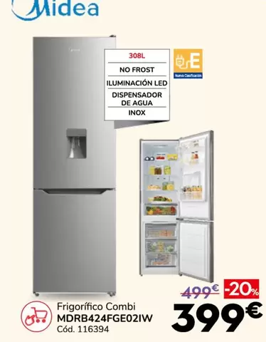 Midea - Frigorífico Combi Mdrb244fgeo2iw